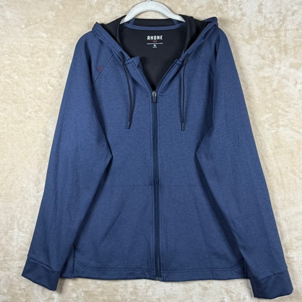 Rhone Spar Full Zip Hoodie Mens XL Navy Blue Heathered Jacket Performance Casual